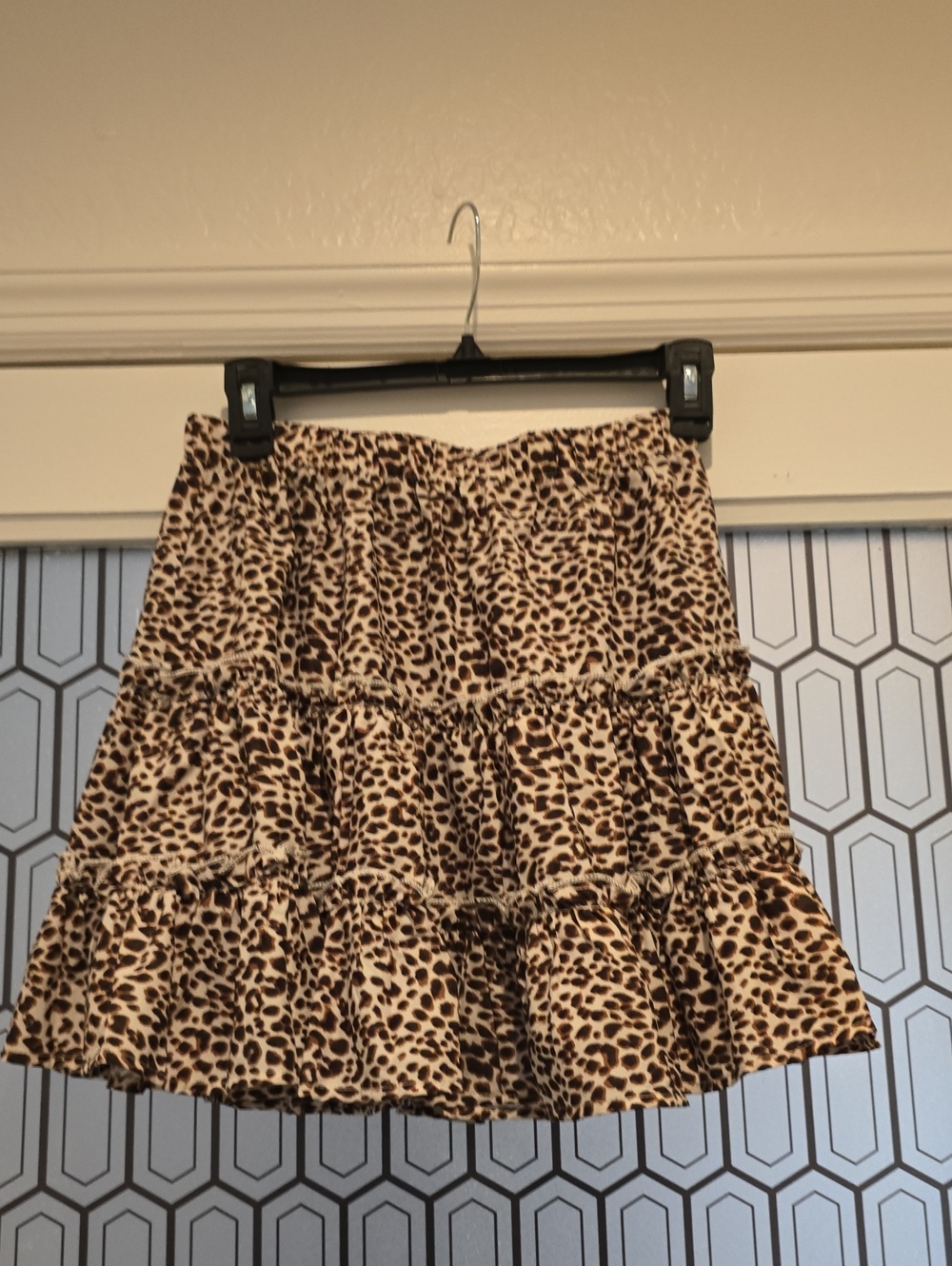 SHEIN Leopard Print Ruffle Tiered Mini Skirt - Brown, Beige